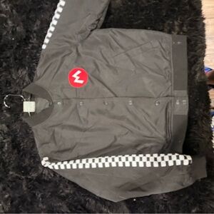 Forever 21 Black Jacket with Gray Checkered Sleeves